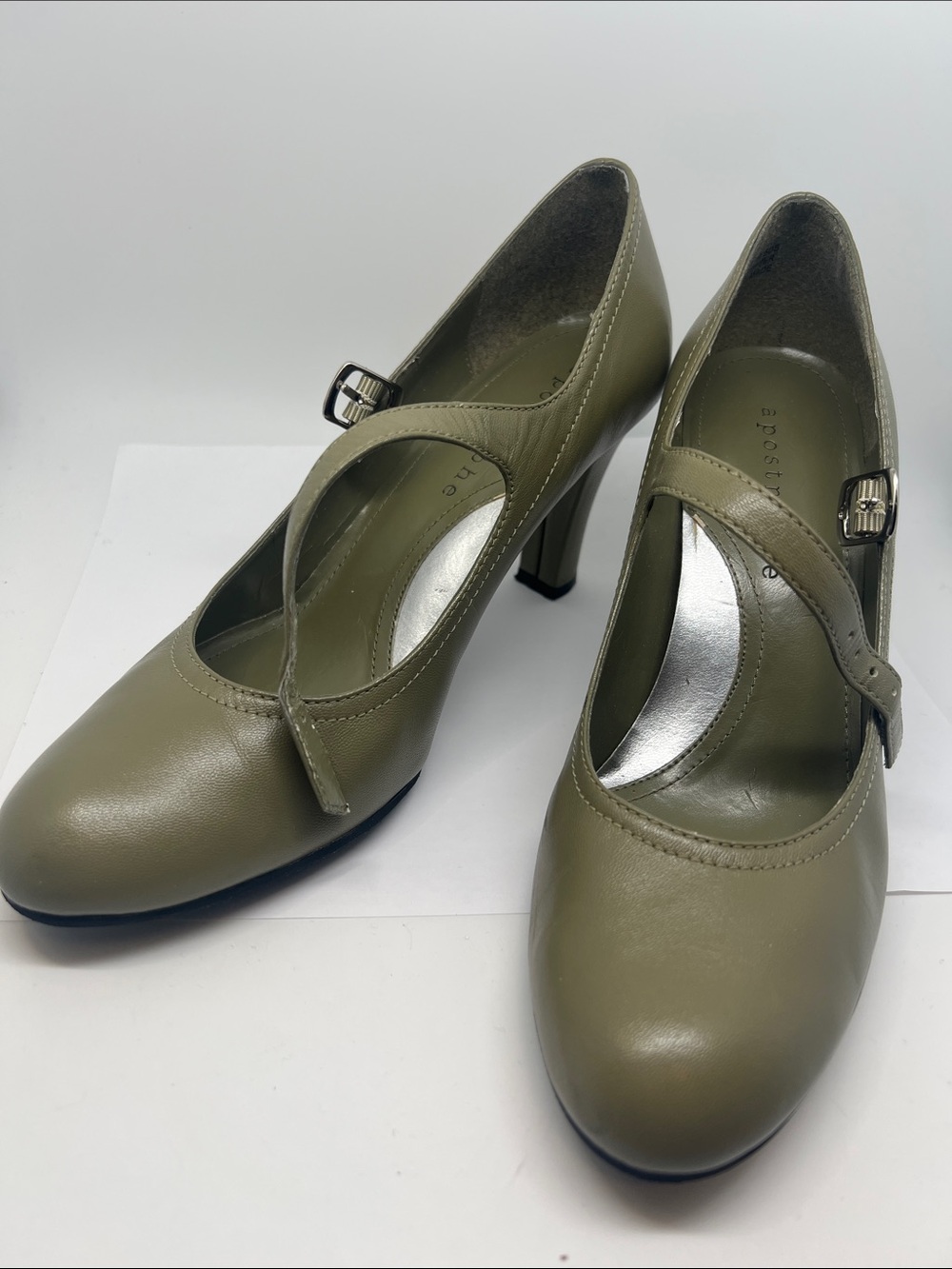 Classic Mary Jane Heels in Sage Green